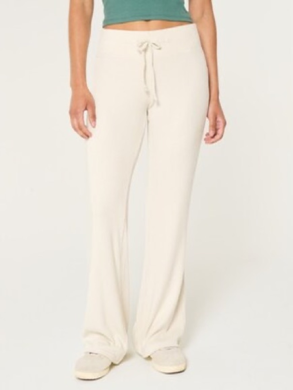 Hollister Cream Ribbed Flare Lounge Pants
